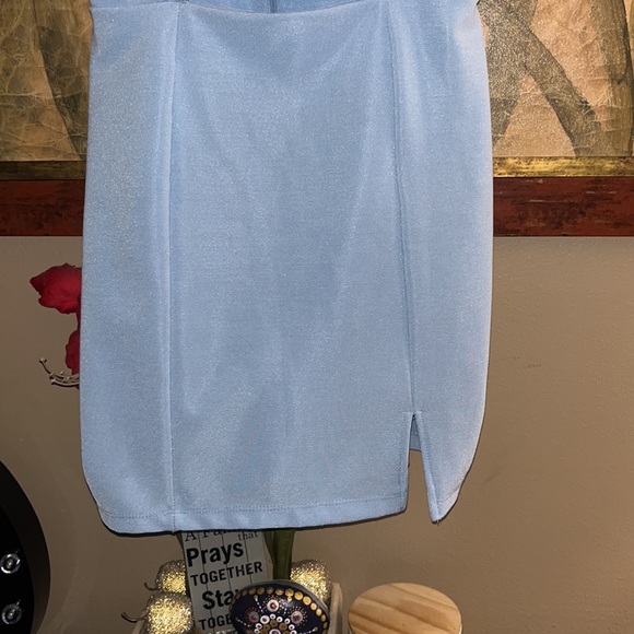 Urban Outfitters stomach cut out baby blue bodycon mini dress sz Large - Picture 4 of 9